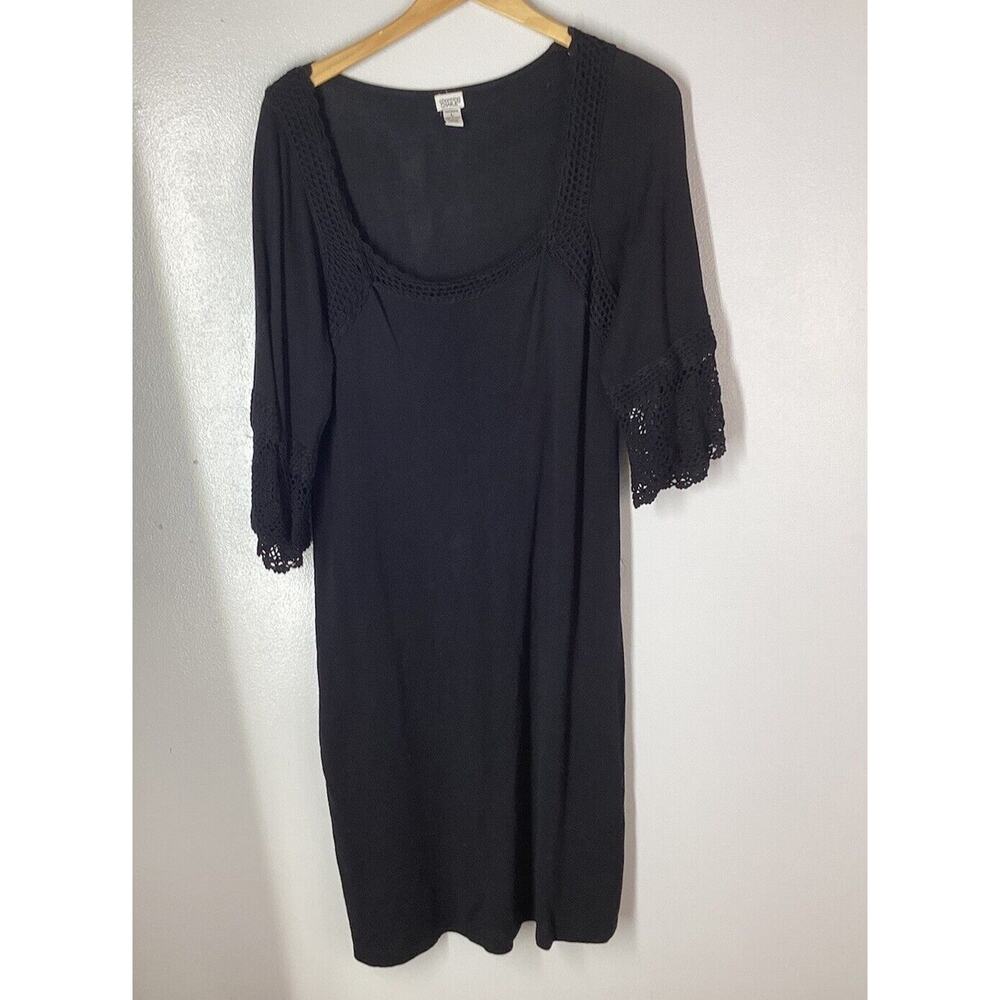 Charming Charlie Dress Size Large Black Long Sleeve Lace Rayon